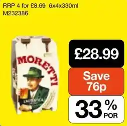 Booker Wholesale Moretti offer