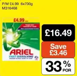 Booker Wholesale Ariel fast dissolving offer