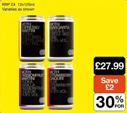 Booker Wholesale Moth cocktail cans offer