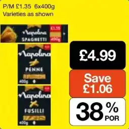 Booker Wholesale Napolina pasta offer