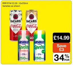 Makro Bacardi & Absolut Mixed Pack offer