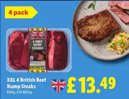 Lidl XXL 4 British Beef Rump Steaks offer