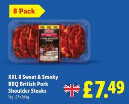 Lidl XXL 8 Sweet & Smoky BBQ British Pork Shoulder Steaks offer