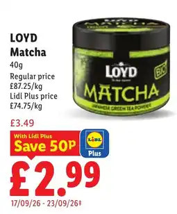 Lidl Loyd Matcha offer
