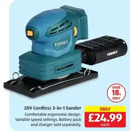 Aldi Ferrex 20v cordless 3-in-1 sander offer