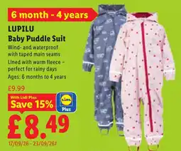 Lidl Baby Puddle Suit offer