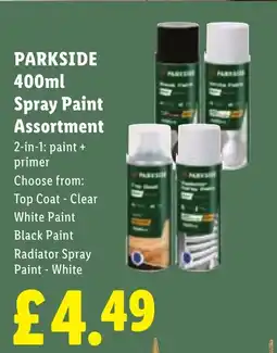 Lidl Parkside spray paint assortment offer