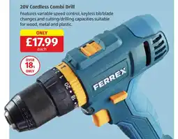 Aldi Ferrex 20v cordless combi drill offer