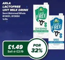 Bestway Arla lactofree uht milk drink offer