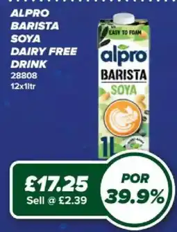 Bestway Alpro barista soya drink offer