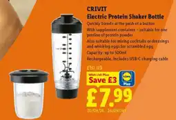 Lidl CRIVIT Electric Protein Shaker Bottle offer