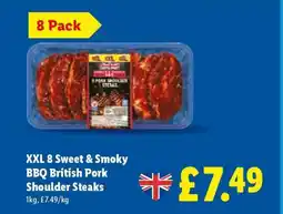 Lidl XXL 8 Sweet & Smoky BBQ British Pork Shoulder Steaks offer