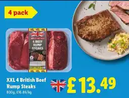 Lidl XXL 4 British Beef Rump Steaks offer