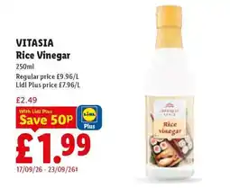 Lidl VITASIA Rice Vinegar offer