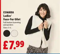 Lidl ESMARA Ladies’ Faux-Fur Gilet offer
