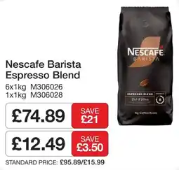 Booker Wholesale Nescafe Barista Espresso Blend offer