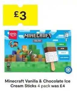 SuperValu Minecraft vanilla & chocolate ice cream sticks offer