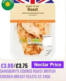 Sainsbury's Sainsbury's cooked roast british chicken breast fillets x2 offer