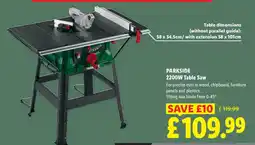 Lidl Parkside 2200w Table Saw offer