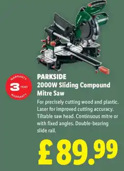 Lidl Parkside 2000w Sliding Compound Mitre Saw offer