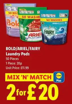 Lidl Bold/Ariel/Fairy Laundry Pods offer