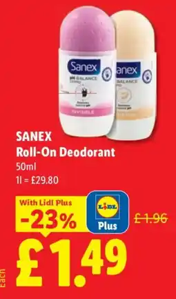 Lidl Sanex roll-on deodorant offer