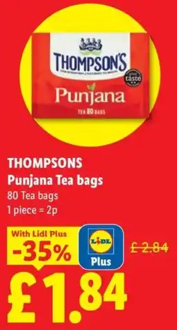 Lidl Thompsons Punjana Tea bags offer