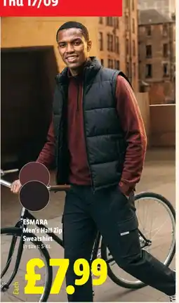 Lidl Esmara Men's Half Zip Sweatshirt offer
