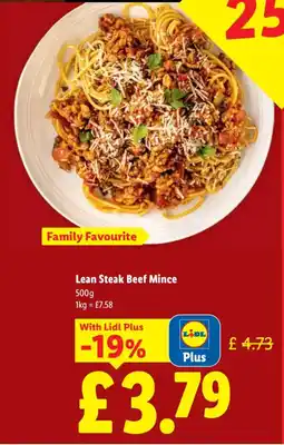Lidl Lean Steak Beef Mince offer