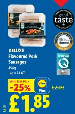 Lidl Deluxe flavoured pork sausages offer