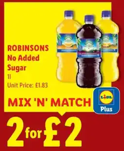 Lidl Robinsons no added sugar offer