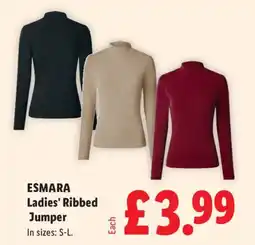 Lidl Esmara ladies' ribbed jumper offer