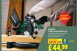 Lidl Parkside 1500w Compound Mitre Saw offer