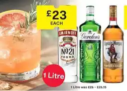 SuperValu Smirnoff No. 21 Vodka, Gordon's London Dry Gin, Captain Morgan Original Spiced Gold offer