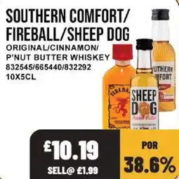 Bestway Southern Comfort Fireball Sheep Dog P'nut Butter Whiskey offer