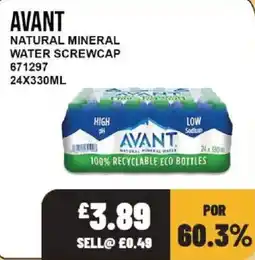 Bestway Avant natural mineral water screwcap offer