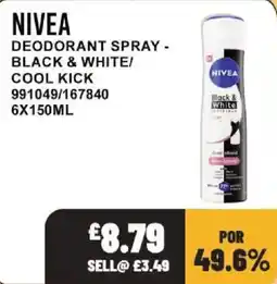 Bestway Nivea deodorant spray black & white/cool kick offer