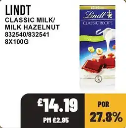 Bestway Lindt classic milk milk hazelnut offer