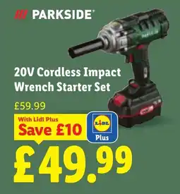 Lidl Parkside 20v Cordless Impact Wrench Starter Set offer