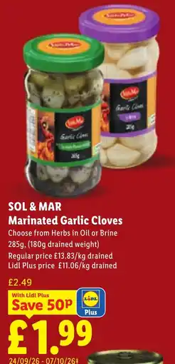 Lidl Sol & Mar Marinated Garlic Cloves offer