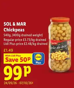 Lidl Sol & Mar Chickpeas offer