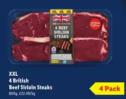 Lidl 4 British Beef Sirloin Steaks offer