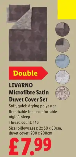 Lidl Livarno Microfibre Satin Duvet Cover Set offer