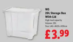 Lidl W5 20L Storage Box With Lid offer
