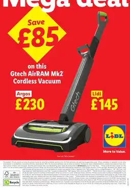 Lidl Gtech AirRAM Mk2 Cordless Vacuum offer