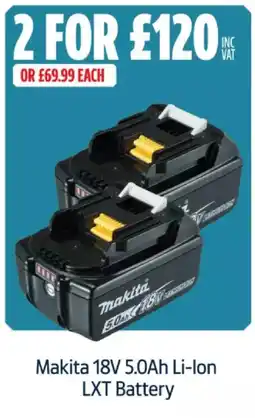 Screwfix Makita 18v 5.0ah Li-ion Lxt Battery offer