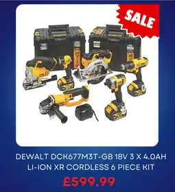 Screwfix DeWalt dck677m3t-gb 18v 3 x 4.0ah li-ion xr cordless 6 piece kit offer