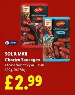 Lidl SOL & MAR Chorizo Sausages offer