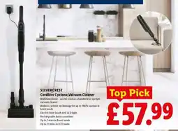 Lidl SilverCrest Cordless Cyclone Vacuum Cleaner offer