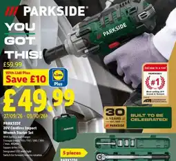 Lidl PARKSIDE 20V Cordless Impact Wrench Starter Set offer
